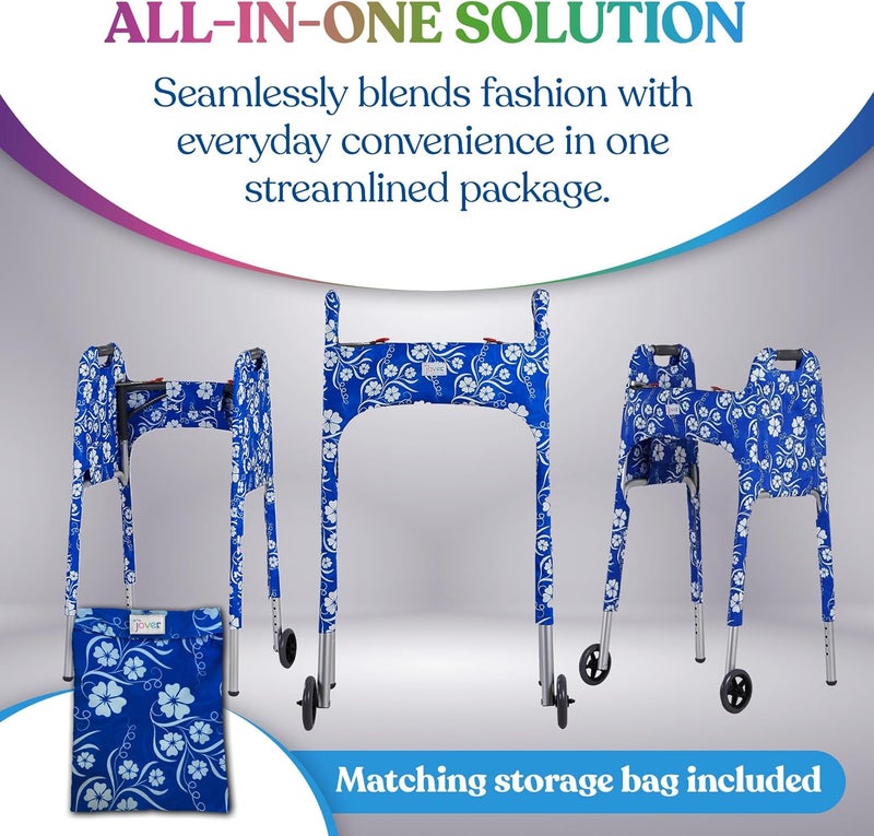 Jover – Walker Covers (Paradise Floral) – Colorful Fabric Cover for Standard Folding Walker Mobility Aid with Pockets, Easy Fit Senior Walker Accessories, Washable Polyester, + Matching Storage Bag - Image 3